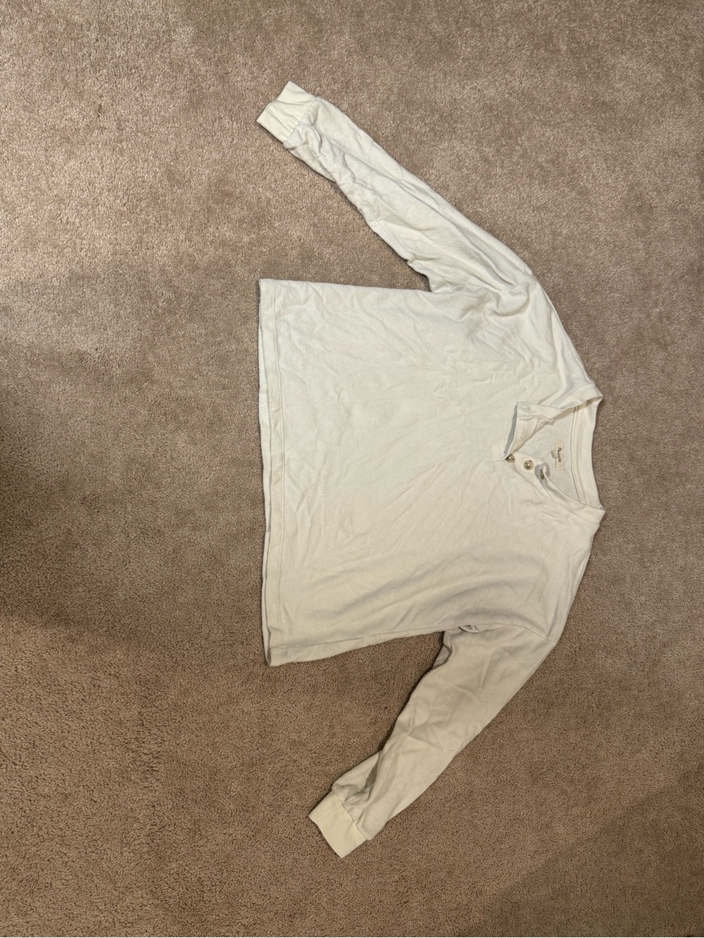 Madewell White Long Sleeve Henley Top
